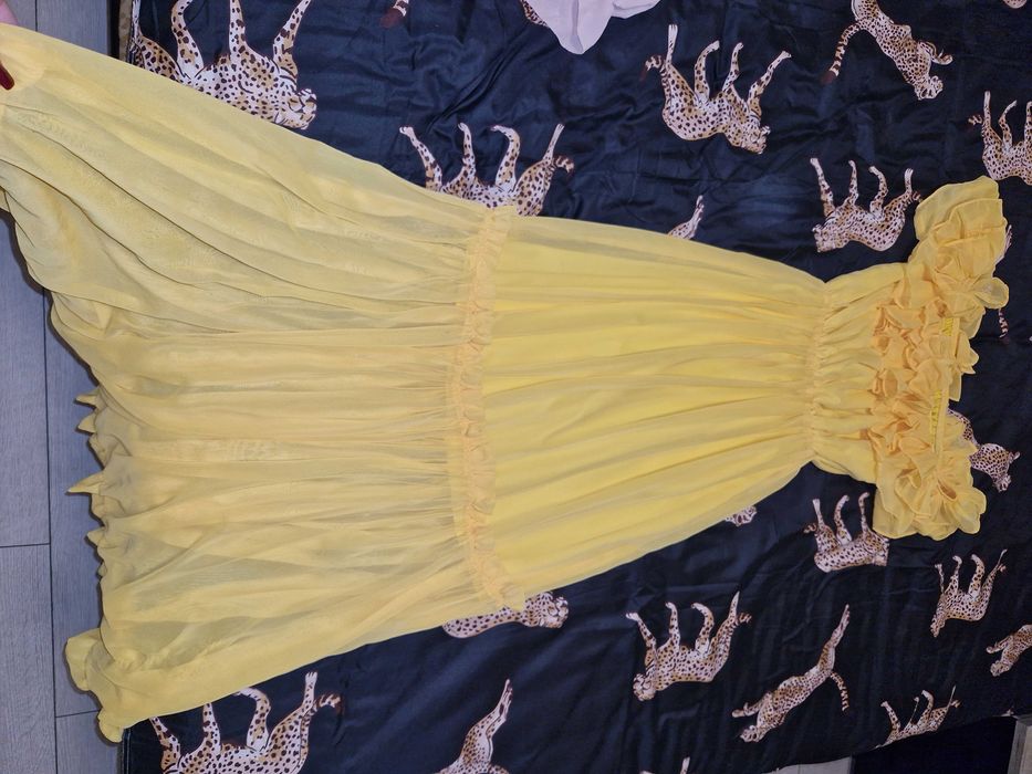 Rochie galbena tip spaniola din voal marime universala