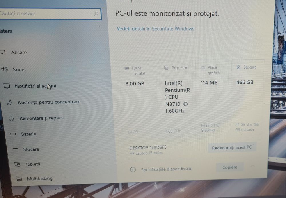 Laptop HP 15,6", 8 GB DDR3, Intel Pentium N3710, HDD 500 GB