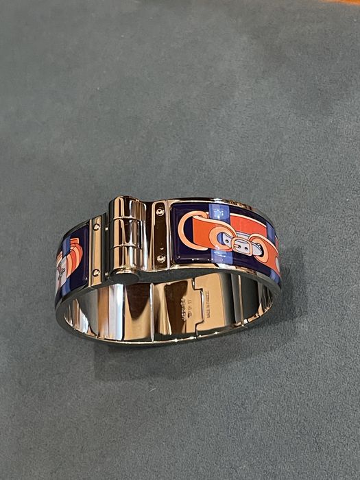 Браслет HERMES Enamel Charniere hinged bracelet