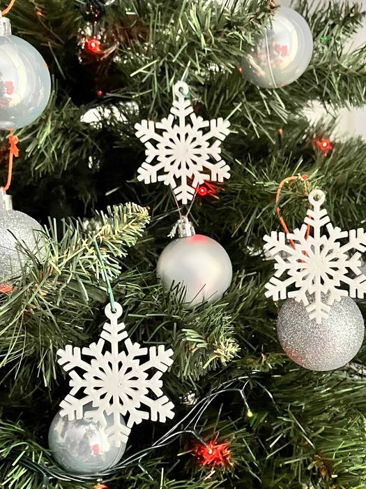 Fulgii de Zăpadă 3D - Ornamente Crăciun - Alb,