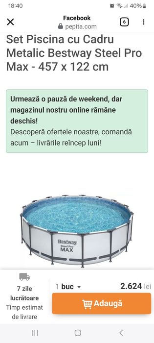 Vind piscină 4.57m×1.22m