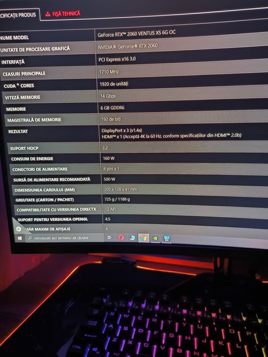 Placă video RTX 2060 mai ventus xs 6gb