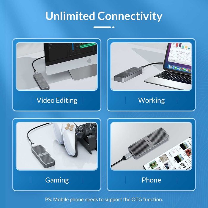 Корпус с радиатором для SSD m.2 Nvme дисков ORICO USB3.2 20Gbps