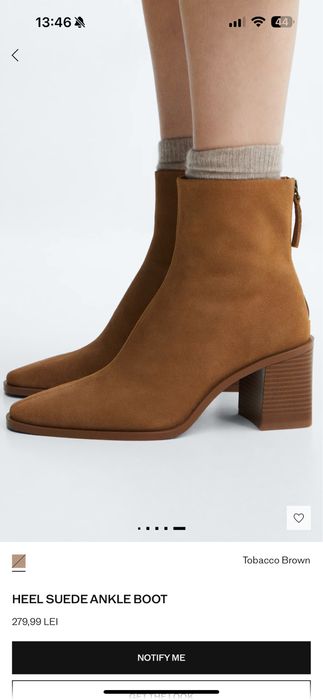 Botine Mango piele intoarsa maro