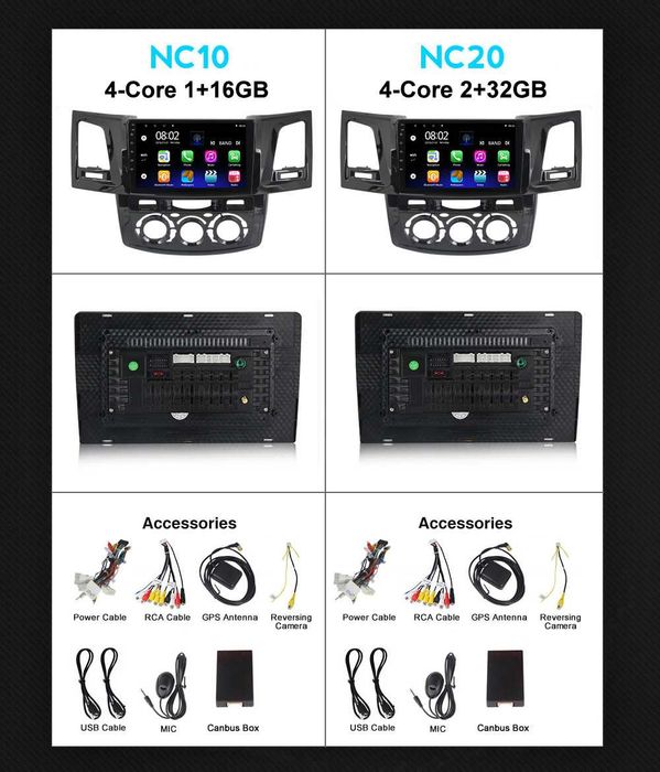 Навигация Двоен дин Мултимедия за Toyota Fortuner Hilux Android 2DIN