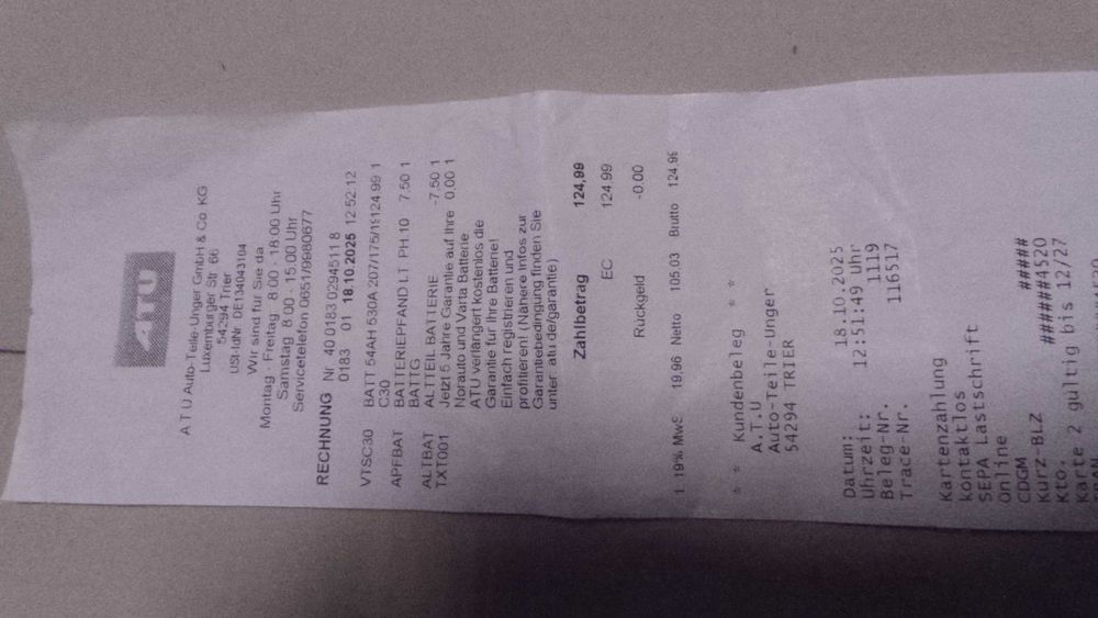 baterie auto Varta Dynamic Sli C30 54AH  12V noua