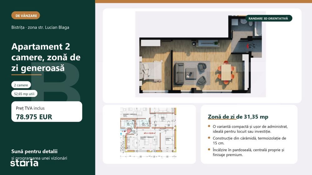 Apartament 2 camere, bloc nou, zona Giulia