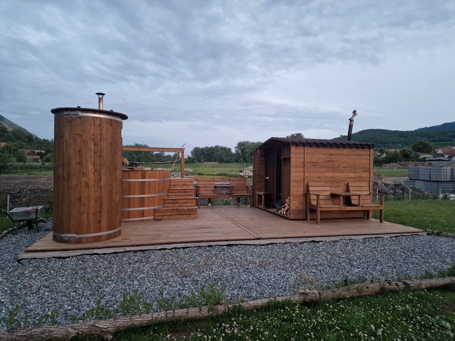 Pachet SAUNA cu CIUBAR,  DUS, JACUZZIl, mobila ,  polipropilena