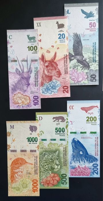 Аржентина.  20, 50 ,100 ,200,500 и 1000  песо.
2015 - 2024 година.
UNC