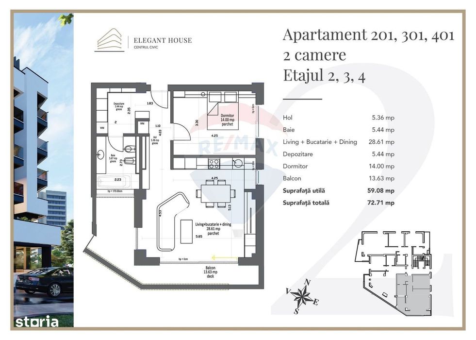 Apartament 2 Cam, Centrul Civic