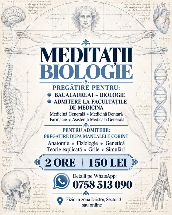 Meditatii biologie fizic sau online