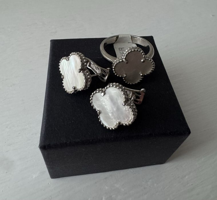 Van Cleef. Серебро. Серьги. Кольцо