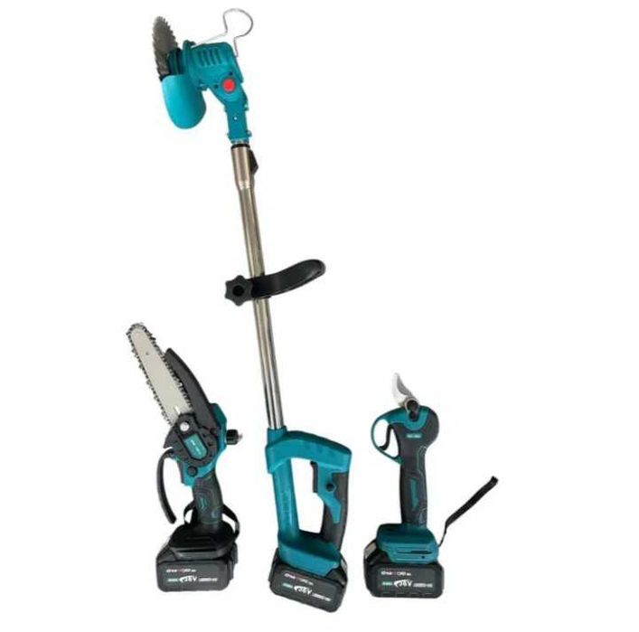 3в1 Комплект Лозарска Ножица, Трион за клони 15см и Тример за трева