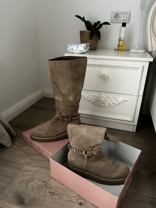 Alma En Pena cizme din piele bej