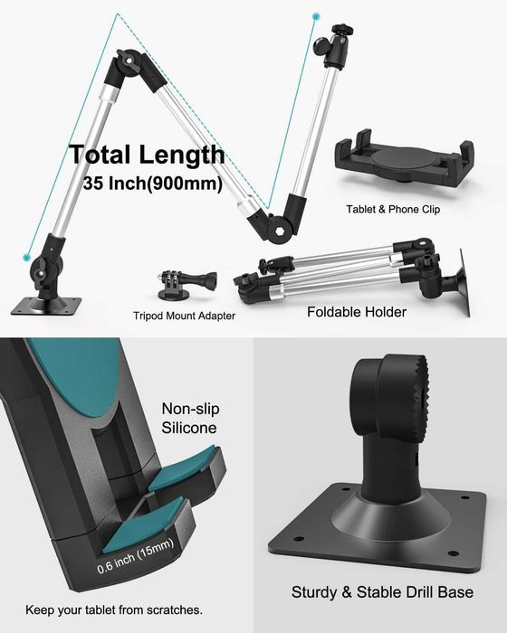Suport perete tabletă Woleyi - braț lung, pliabil, ajustabil, Nou