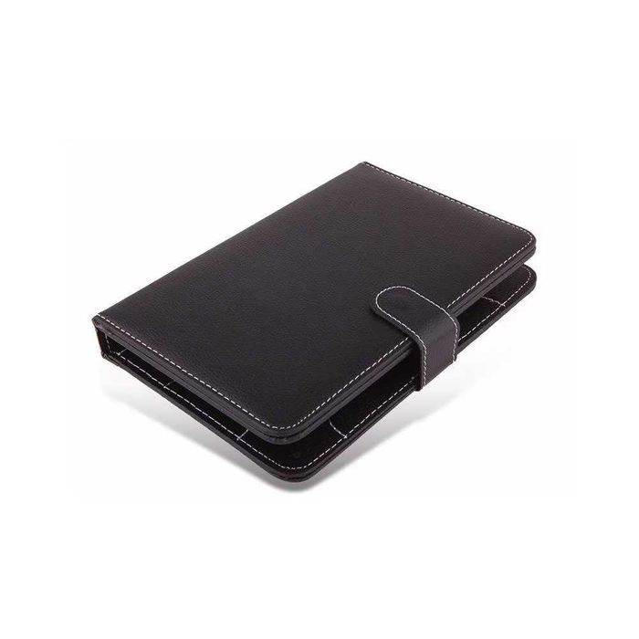 Кожен калъф с кирилизирана клавиатура за таблет 7 инча с ластици-Черен