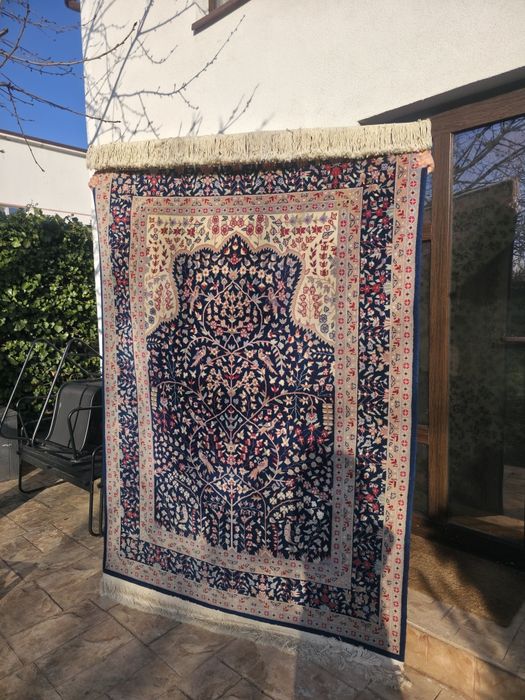 Covor persan stil Kirman țesut manual 197x140 cm – Lână pe bumbac