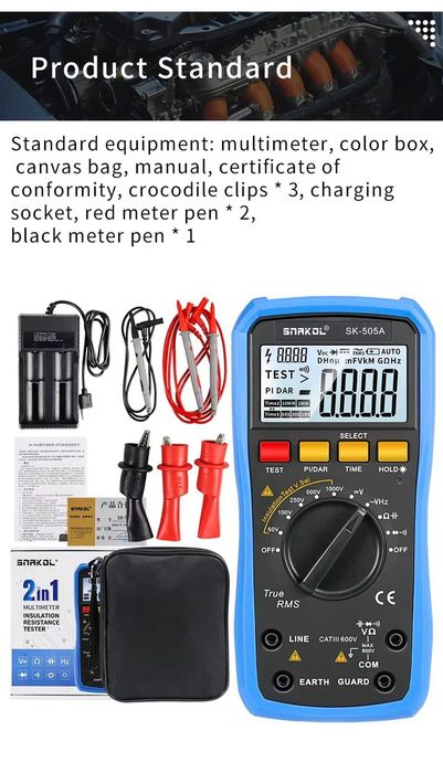 Tester pt. rezistenta de izolatie, Snakol SK-505A. Megohmetru + multimetru