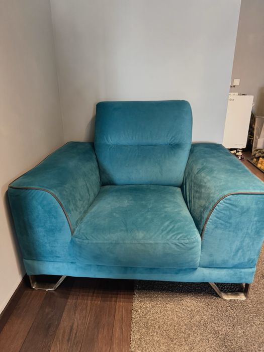 Fotoliu catifea albastru