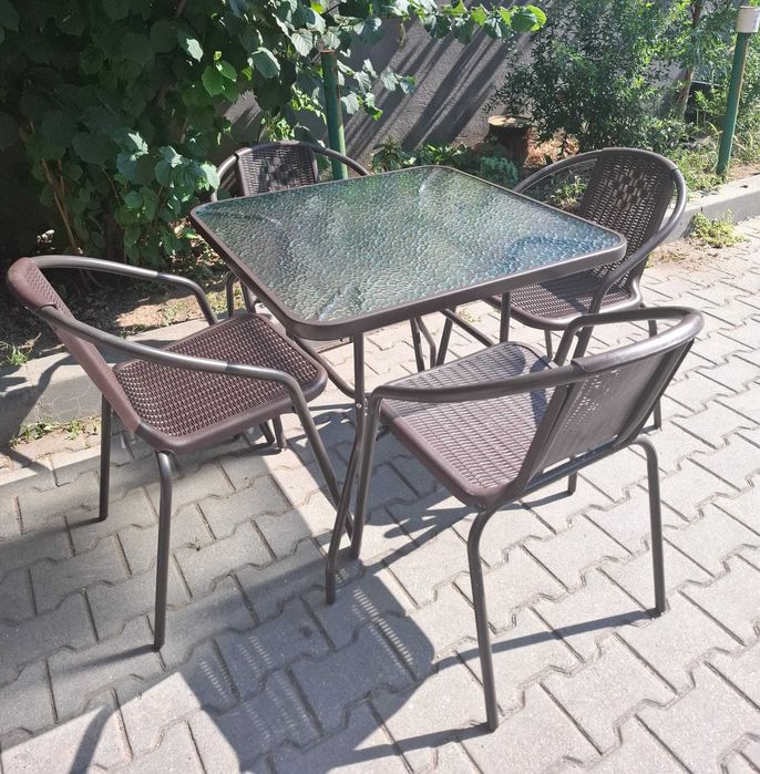 Set Mobilier Masa Patrata+4 Scaune Terasa/Gradina JGX-600M