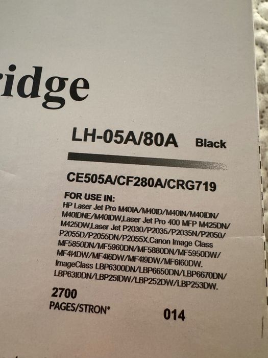 Cartus laser compatibil LH-05A/80A Black