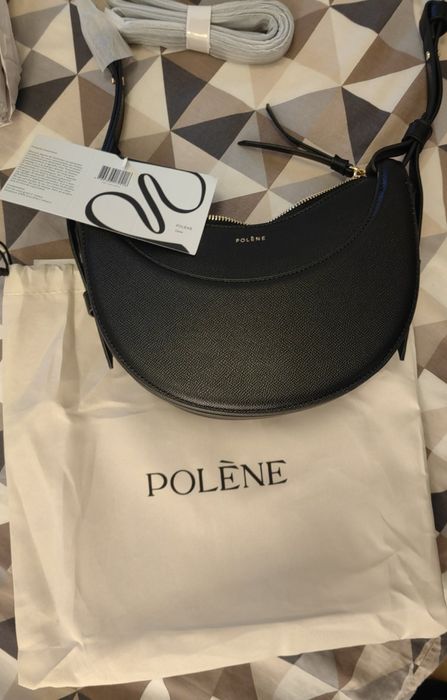 Черна кожена чанта polene