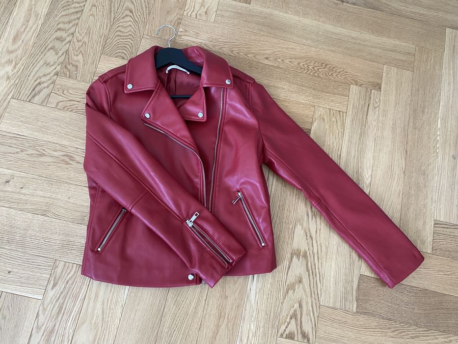 Кожаная куртка косуха Mango