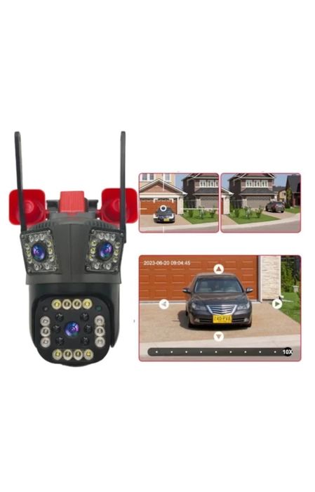 Camera de supraveghere cu 3 lentile, conectivitate WiFi/4G, rezoluție