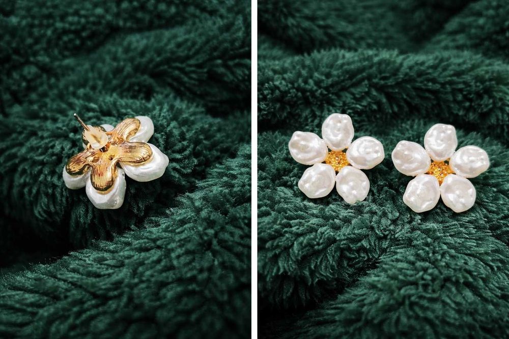 [NOU] Cercei din perle naturale n forma de floare