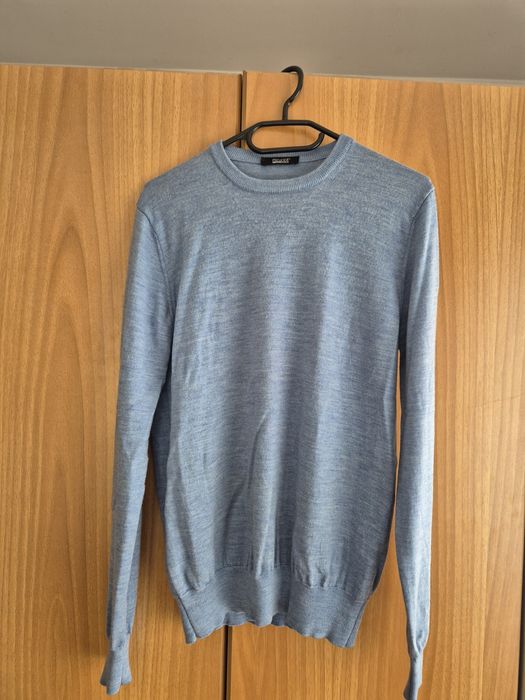 Pulover din lana merino, albastru deschis, pentru barbati, S/M, nou