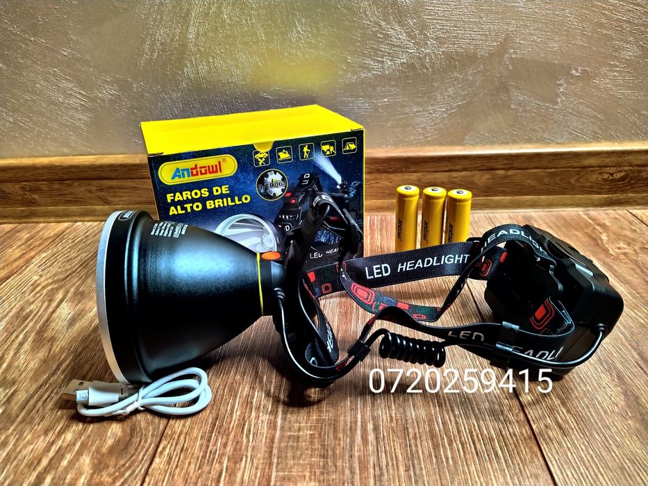 Lanterna Frontala Andowl cu Led P50 Pentru Distante Mari 500 Metri