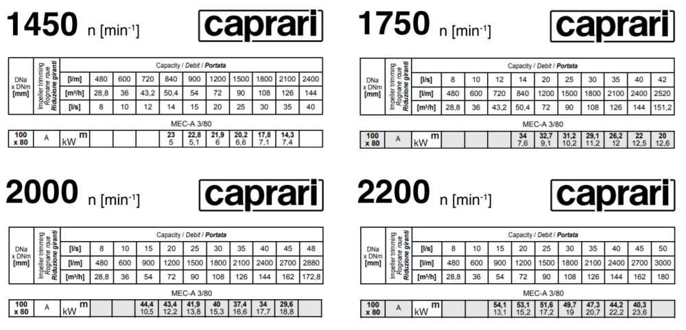 Помпа Caprari MEC MR80 MG80, MR65, MG100, A3/80, DMR80, DMR65