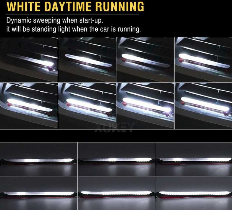 Дневни Светлини с БЯГАЩ Мигач LED DRL 12V 12в
