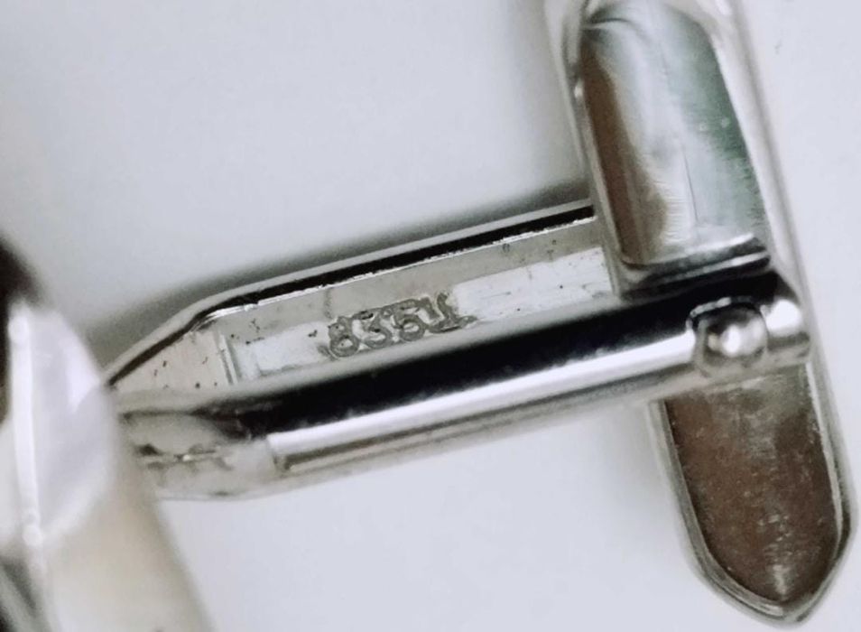 Vechi butoni camase argint 835 si piatra ochi de tigru, copii