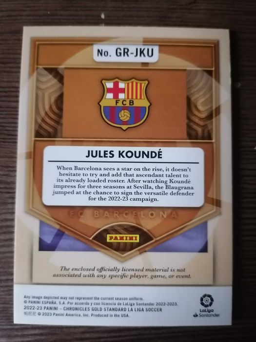 Карта Жул Конде Барселона Jersey relic