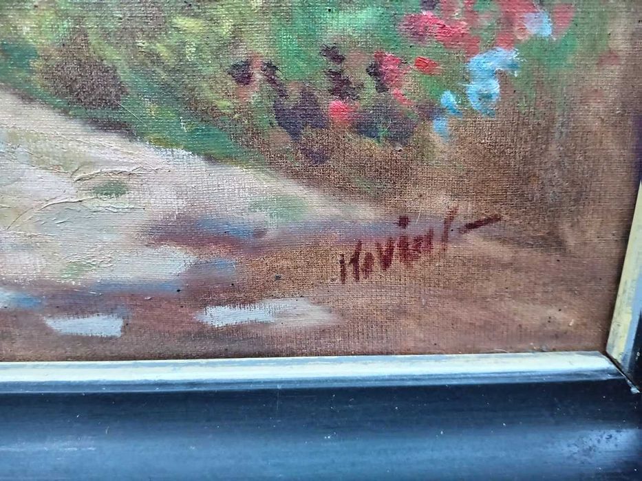 Tablou vechi - peisaj la Mediterana - semnat indescifrabil