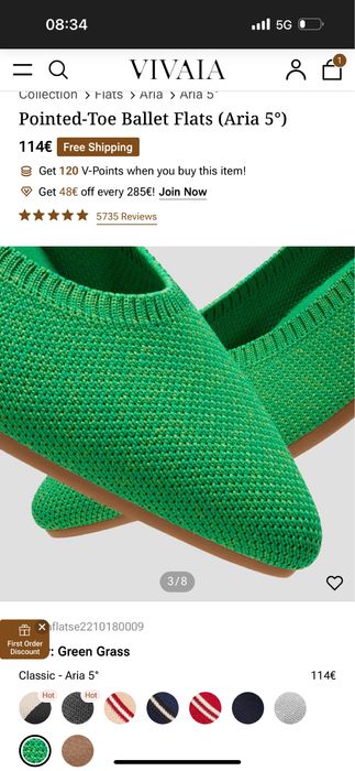 Vivaia balerini verzi, noi