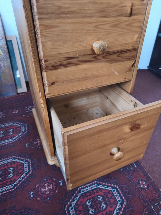 Noptieră din lemn de pin cu 2 sertare