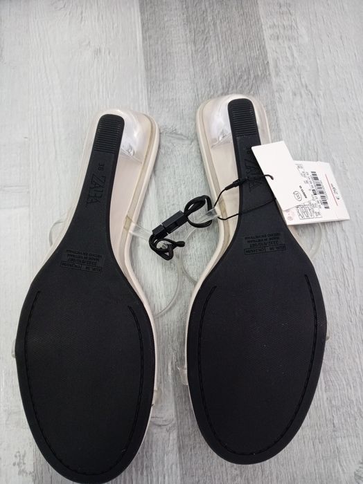 Papuci cu barete și toc transparent, mărime 38,marca Zara