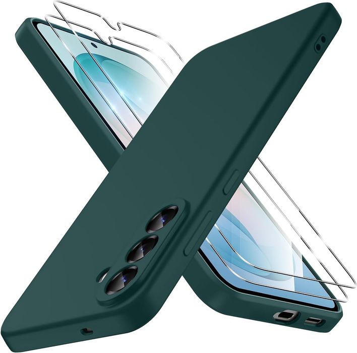 Матов силиконов кейс за samsung galaxy s26+ plus - тъмно зелен - със з
