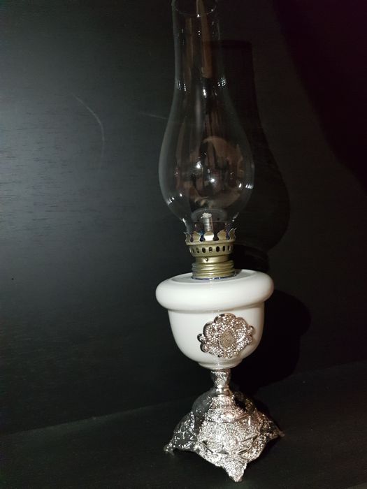 Lampa pe gaz,placata cu argint