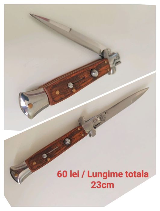 Briceag Stileto cu buton și blocator / Cuțit cu buton Stileto