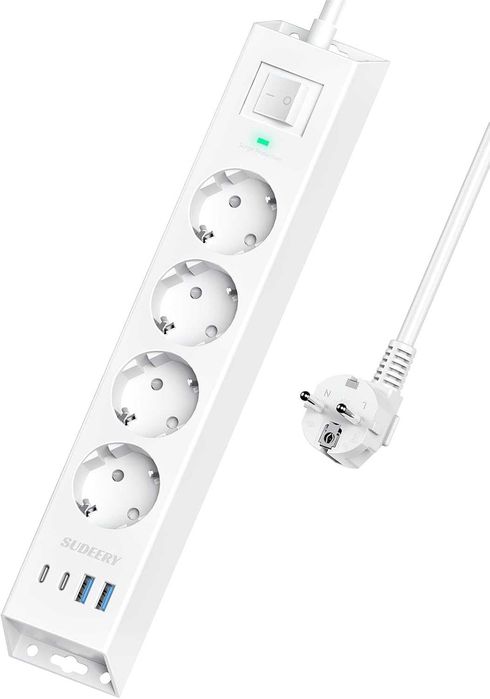Чисто нов смарт разклонител 8 в 1 с USB-C портове и защита ...