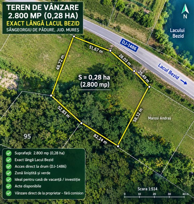 Teren de vânzare 2.800 mp – exact lângă Lacul Bezid – Sângeorgiu de Pădure, Mureș