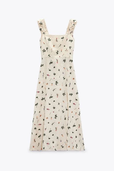 ZARA миди рокля с бродерия р-р С/М