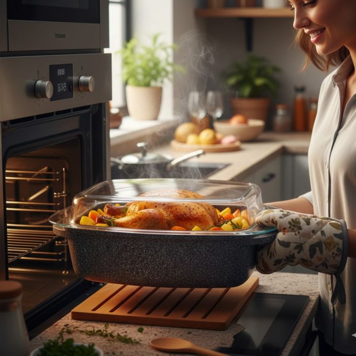 Ростер Goldman с мраморно покритие – правоъгълен съд с капак,6,5л