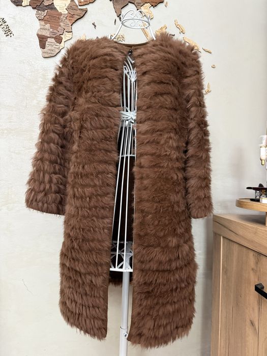 Палто естествен косъм м л заек жилетка