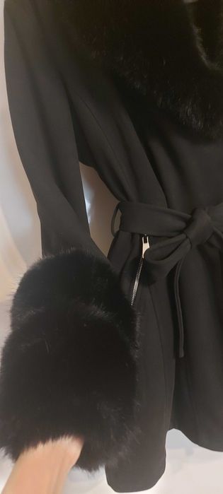 Дамско палто от високачествен екокосъм и велур