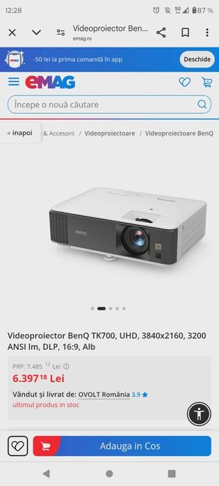 NOU Videoproiector BenQ TK700 Sigilat Cinema/Gaming