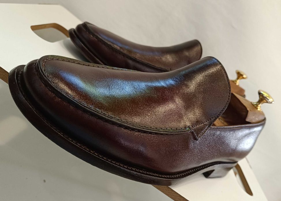 Pantofi loafer 42 42.5 de lux PRADA lucrati manual piele naturala maro